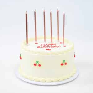 נרות יום הולדת ארוכים רוז גולד/סגול בהיר | 6 יחידות