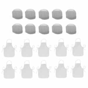 10 סינרי אלבד לילדים + 10 כובעי שף לילדים | לבן