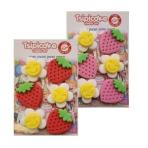 פרחים ותותים מבצק סוכר - ורוד/ אדום | 6 יחידות