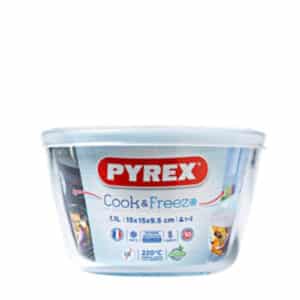 קופסאת זכוכית עגולה עם מכסה | עד 220 מעלות PYREX